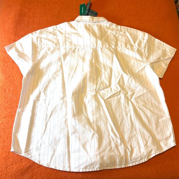 Pink and gray organic cotton striped pocket short sleeve oxford shirt NWT - Picture 9 of 9